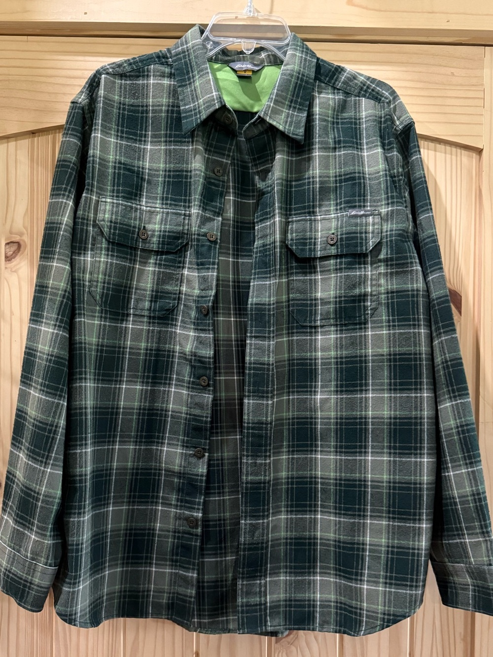 Men’s Eddie Bauer Green Plaid Button-Up Shirt Jacket
